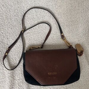R. Riveter Patton bag in Black canvas brown leather